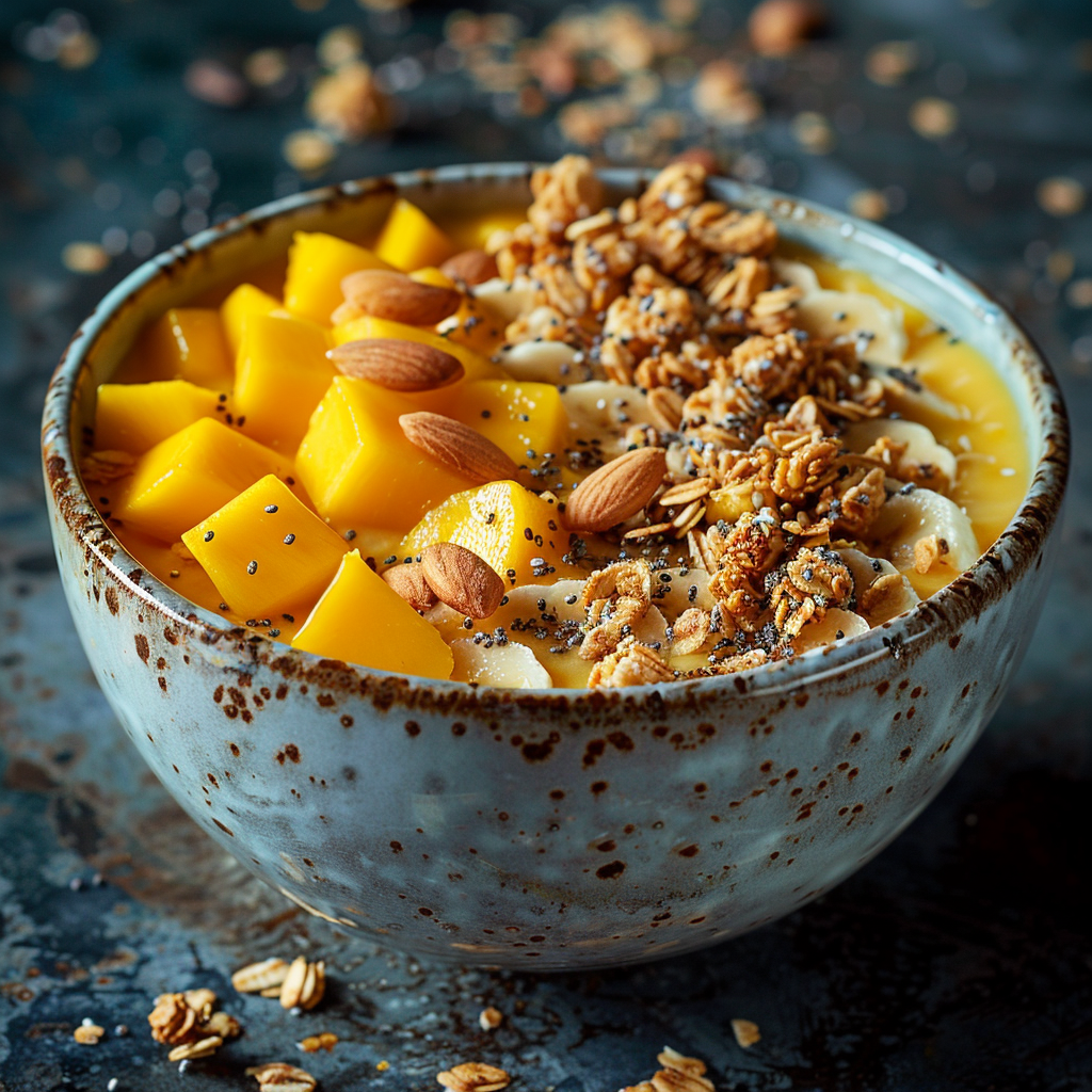 Smoothie bowl mangue-banane : Recette facile et savoureuse 2 Smoothie bowl mangue‑banane