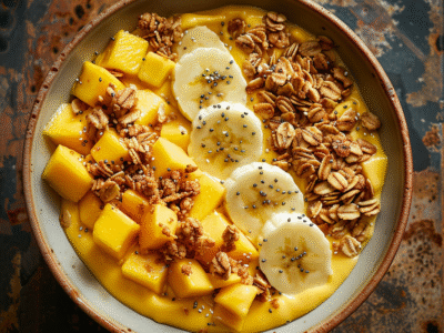 Smoothie bowl mangue-banane : Recette facile et savoureuse