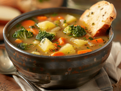 Soupe de légumes maison multicolore facile et savoureuse