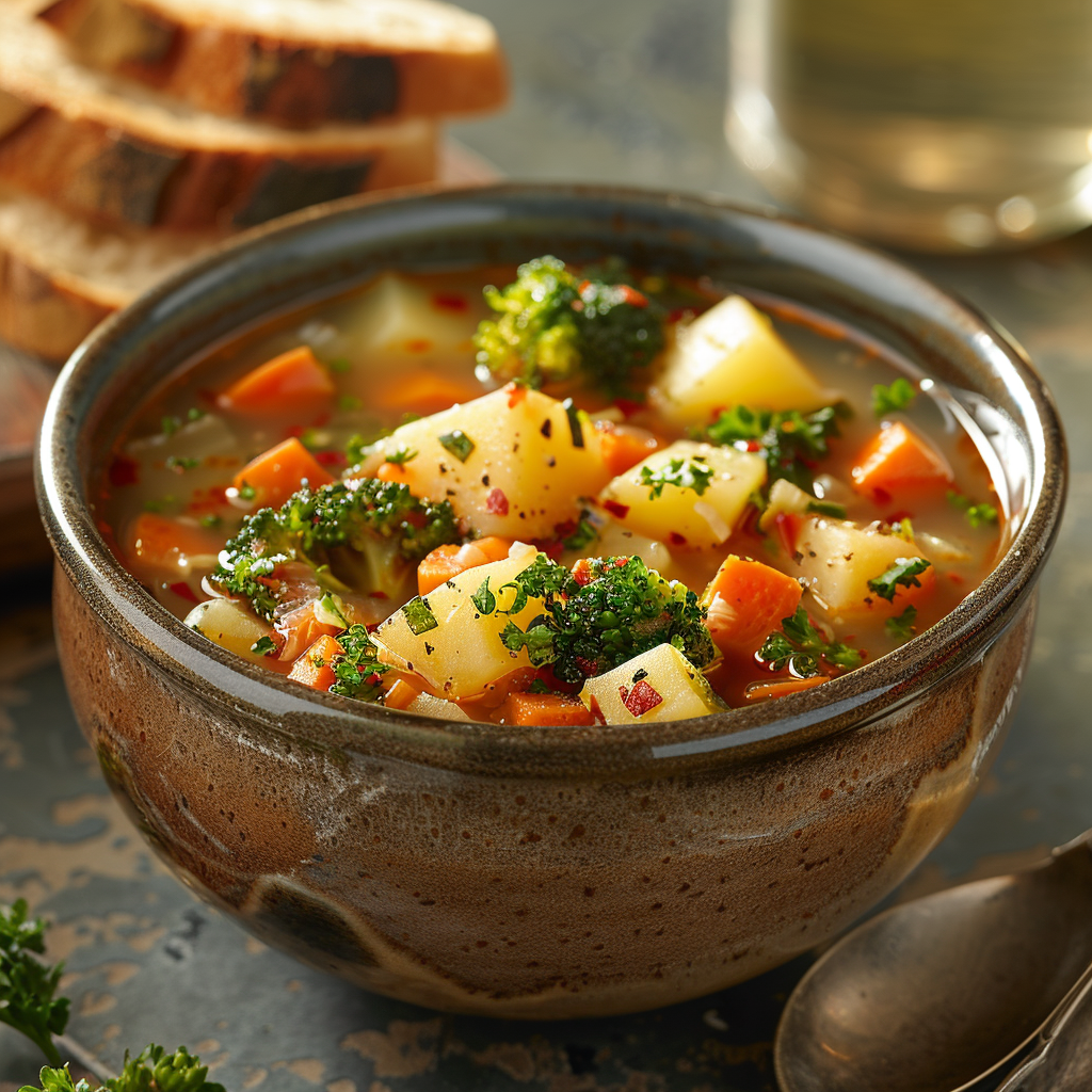 Soupe de légumes maison multicolore