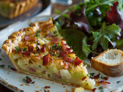 Tarte aux poireaux et lardons : Recette facile et savoureuse