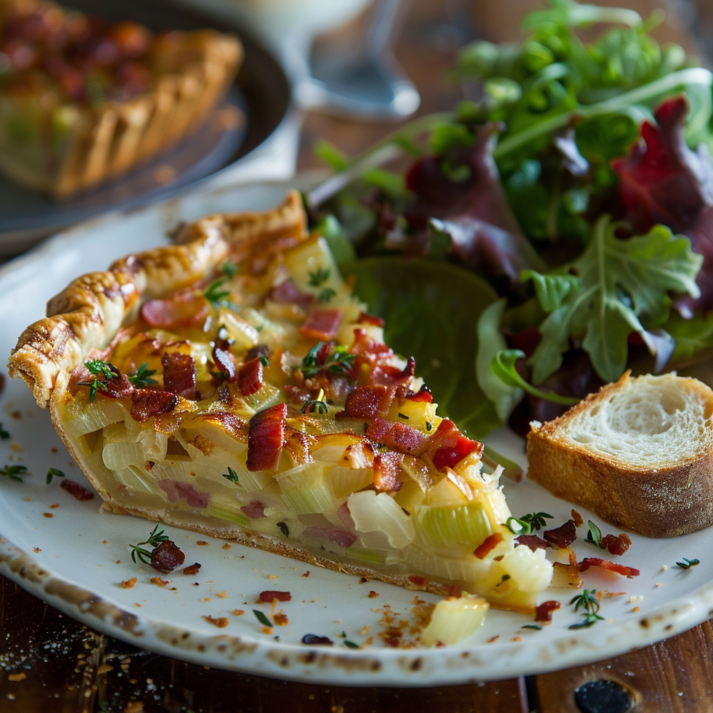 Tarte aux poireaux et lardons