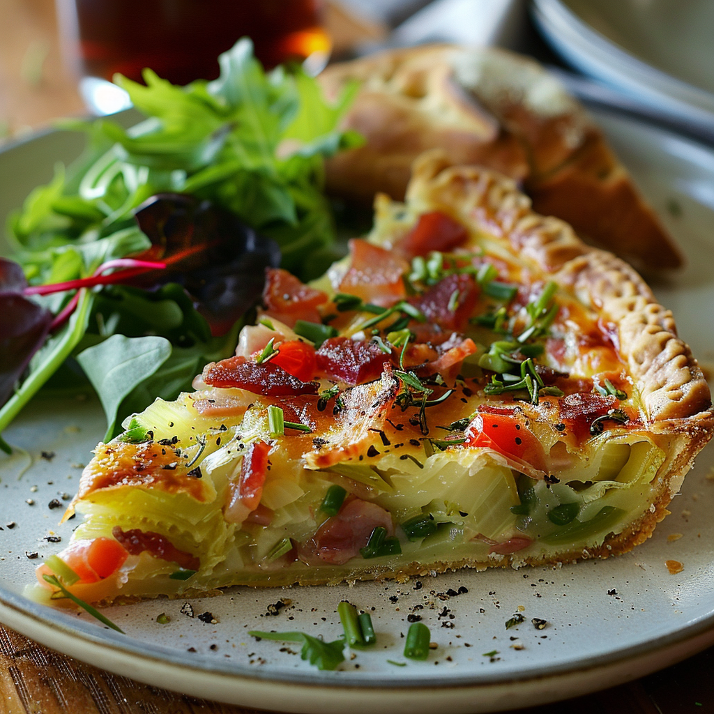 Tarte aux poireaux et lardons