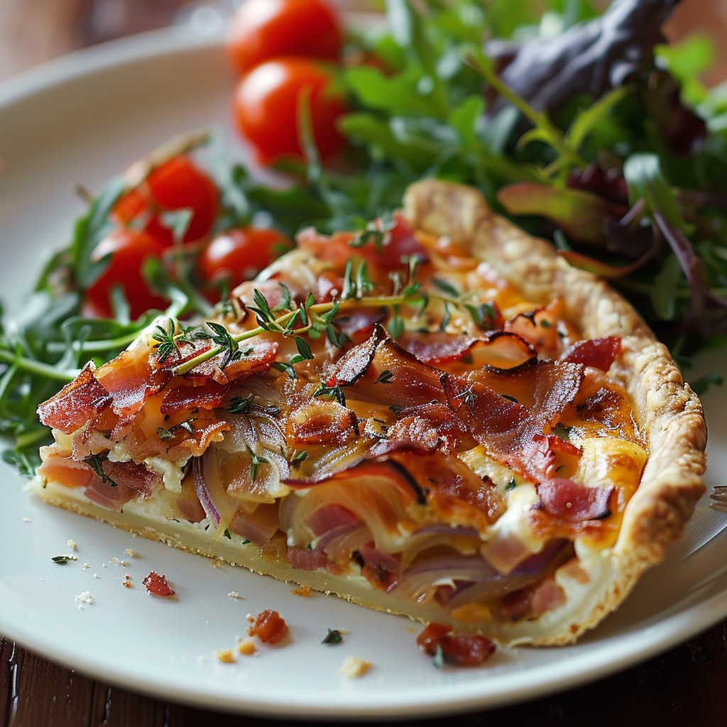 Tarte salée lardons-oignons : Recette facile et savoureuse 1 Tarte salée lardons‑oignons