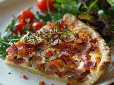 Tarte salée lardons-oignons : Recette facile et savoureuse