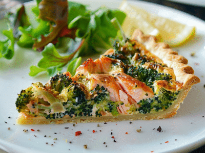 Tarte salée saumon fumé et brocoli : Recette facile et savoureuse