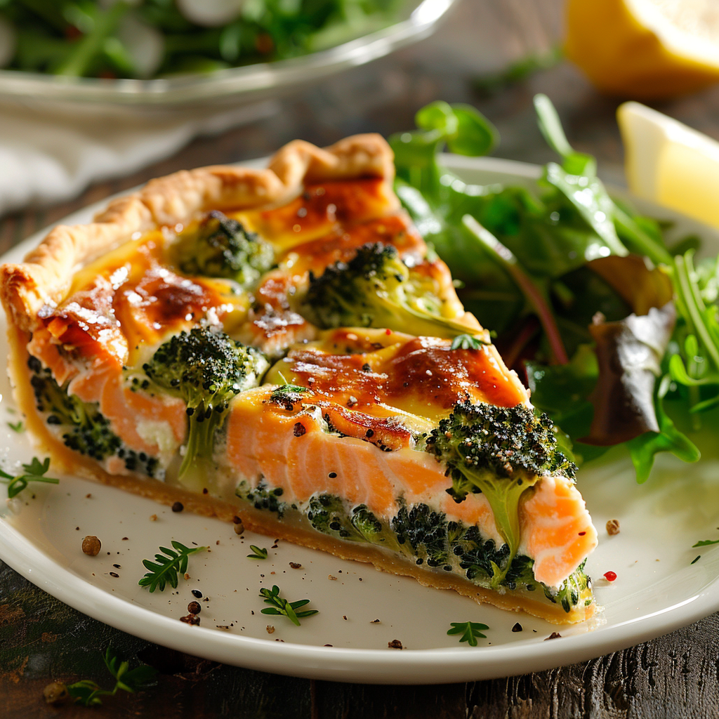 Tarte salée saumon fumé et brocoli