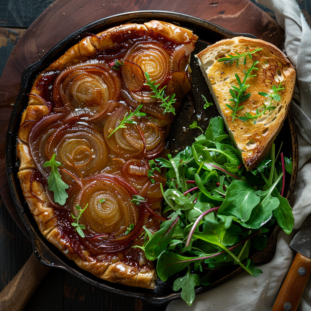 Tarte tatin d’oignons caramélisés