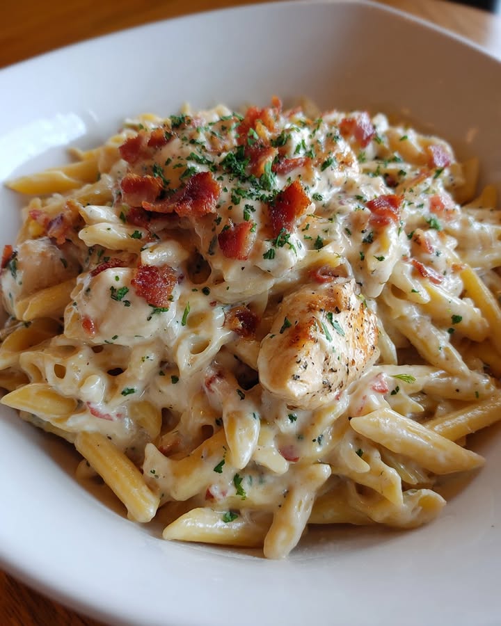 Pâtes Poulet Bacon : Recette Facile et Savoureuse 2 Pâtes Poulet Bacon