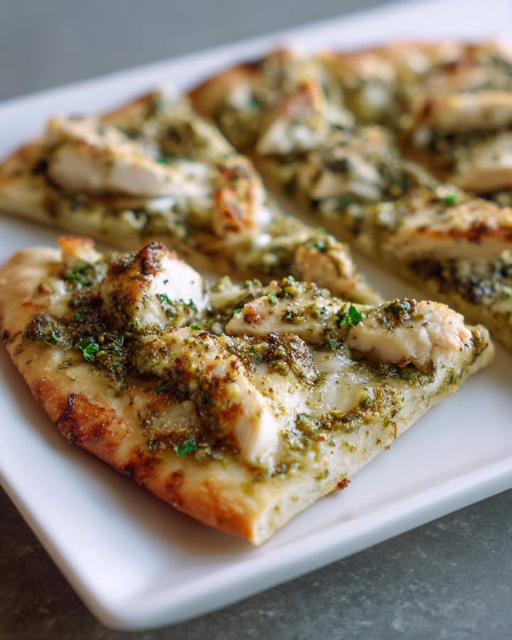 Flatbread Poulet Pesto : Recette Rapide et Savoureuse 2 Flatbread Poulet Pesto