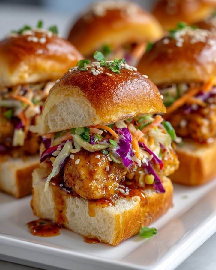 Sliders Poulet Bang Bang : Recette Savoureuse et Facile à Préparer 2 Sliders Poulet Bang Bang