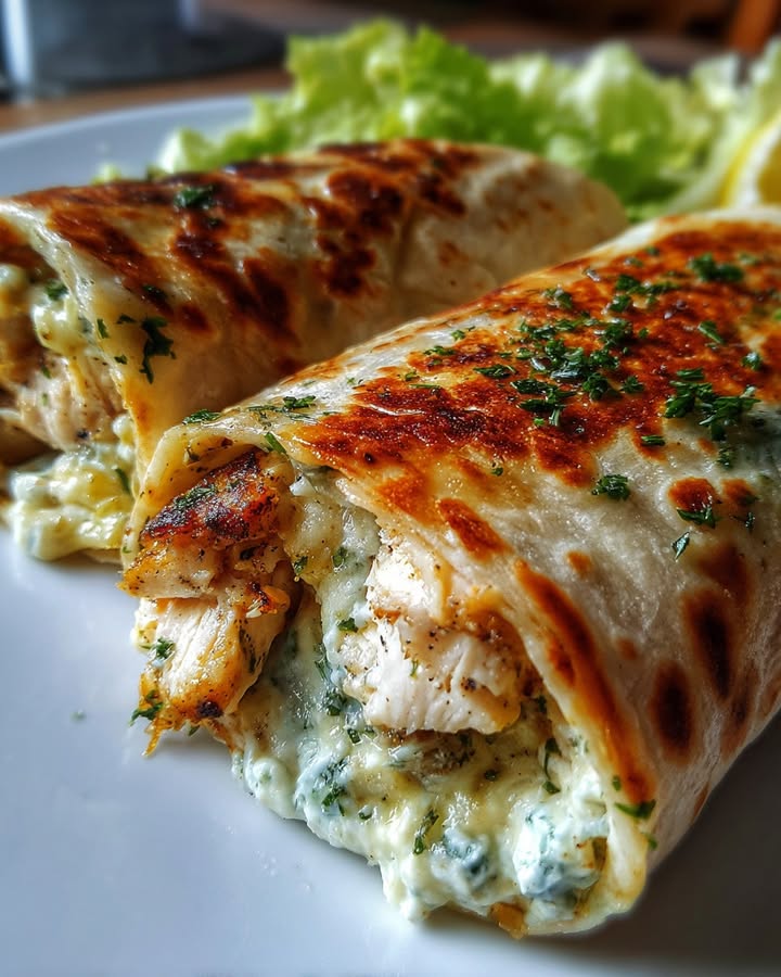Wraps Poulet Fromage : Recette Facile et Savoureuse 2 Wraps Poulet Fromage