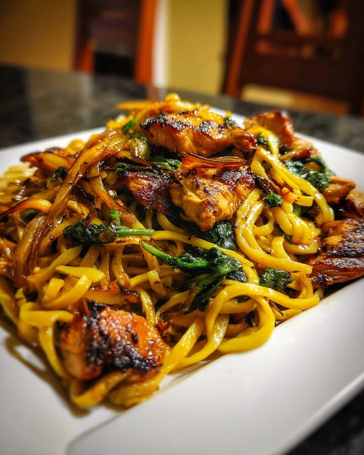 Nouilles Poulet Caramélisé