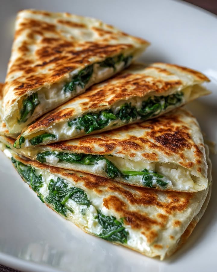 Quesadillas Épinards Feta : Recette Facile et Savoureuse 2 Quesadillas Épinards Feta