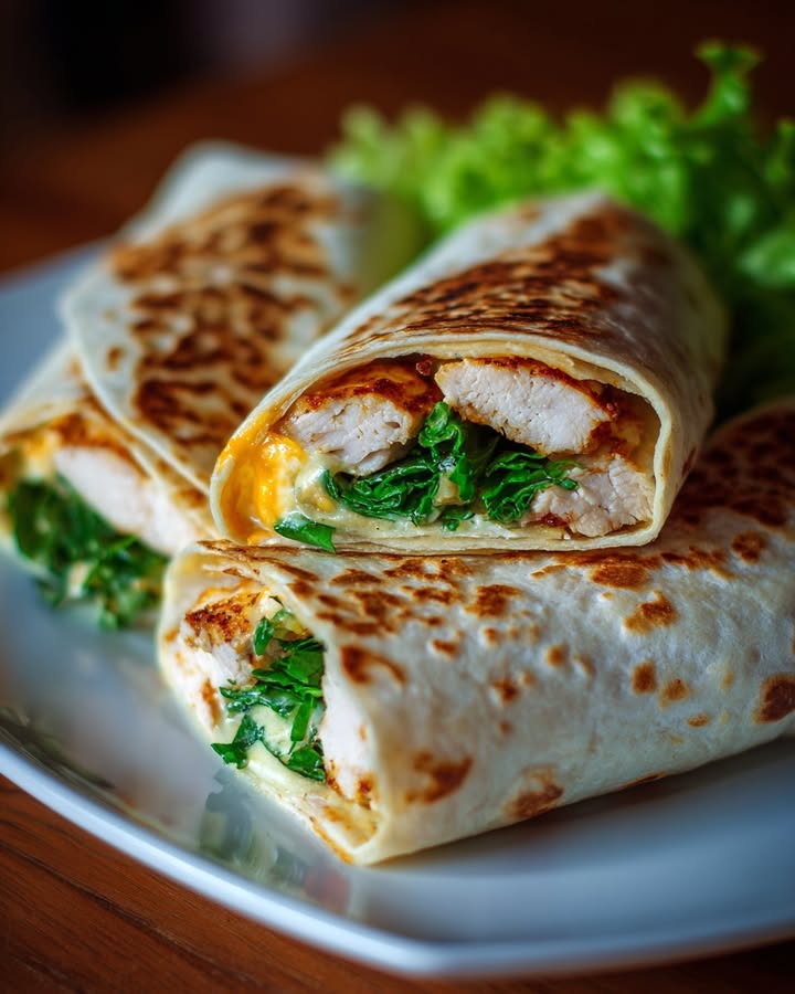 Wraps Poulet Fromage : Recette Facile et Savoureuse 2 Wraps Poulet Fromage