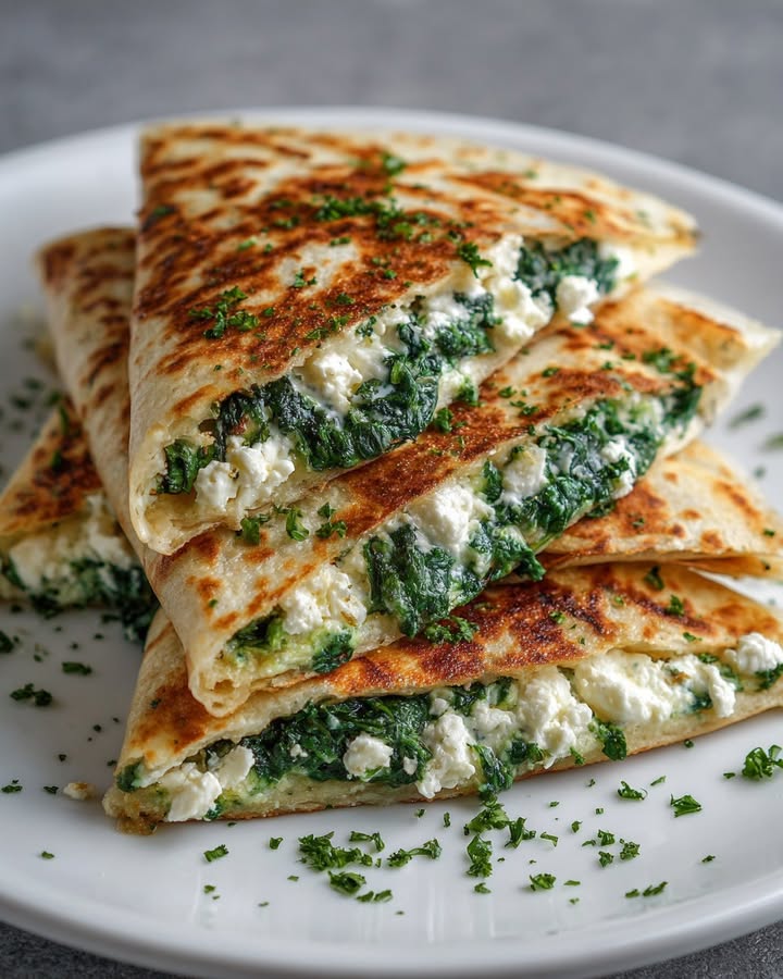 Quesadillas Épinards Feta : Recette Facile et Savoureuse 2 Quesadillas Épinards Feta