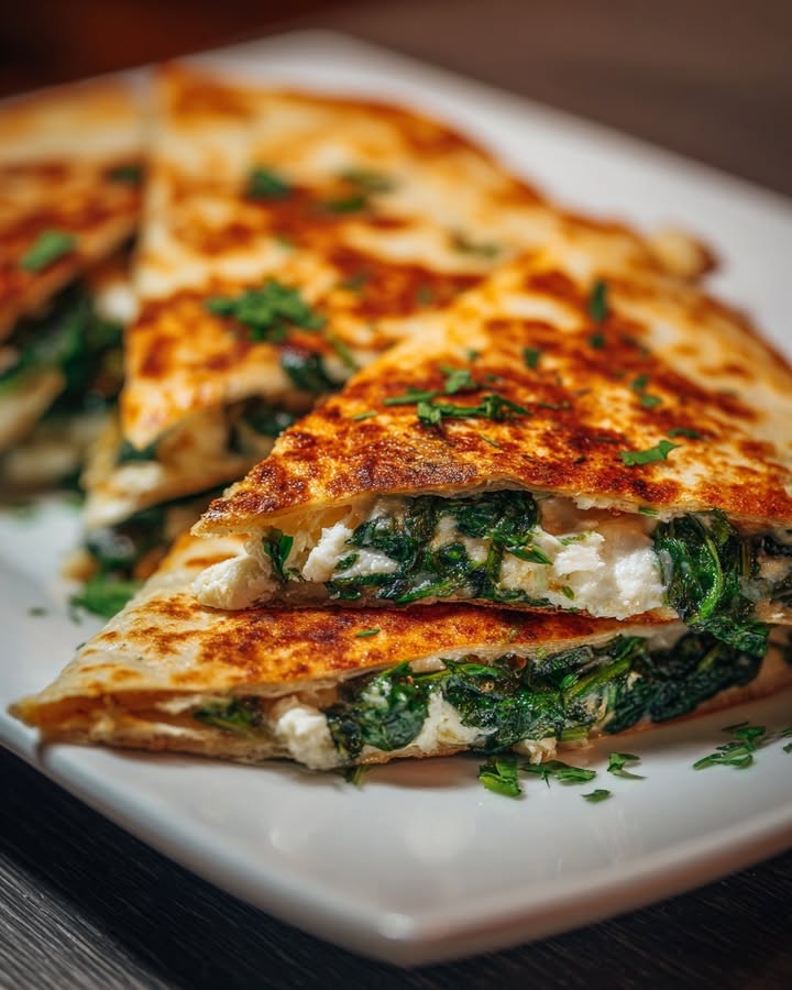 Quesadillas Épinards Feta : Recette Facile et Savoureuse 2 Quesadillas Épinards Feta