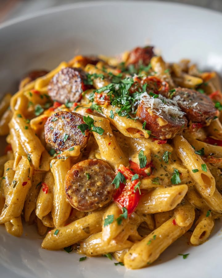 Pâtes Cajun Crémeuses : Recette Facile et Savoureuse 2 Pâtes Cajun Crémeuses