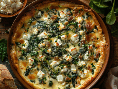Clafoutis épinards-feta sans pâte facile et savoureux