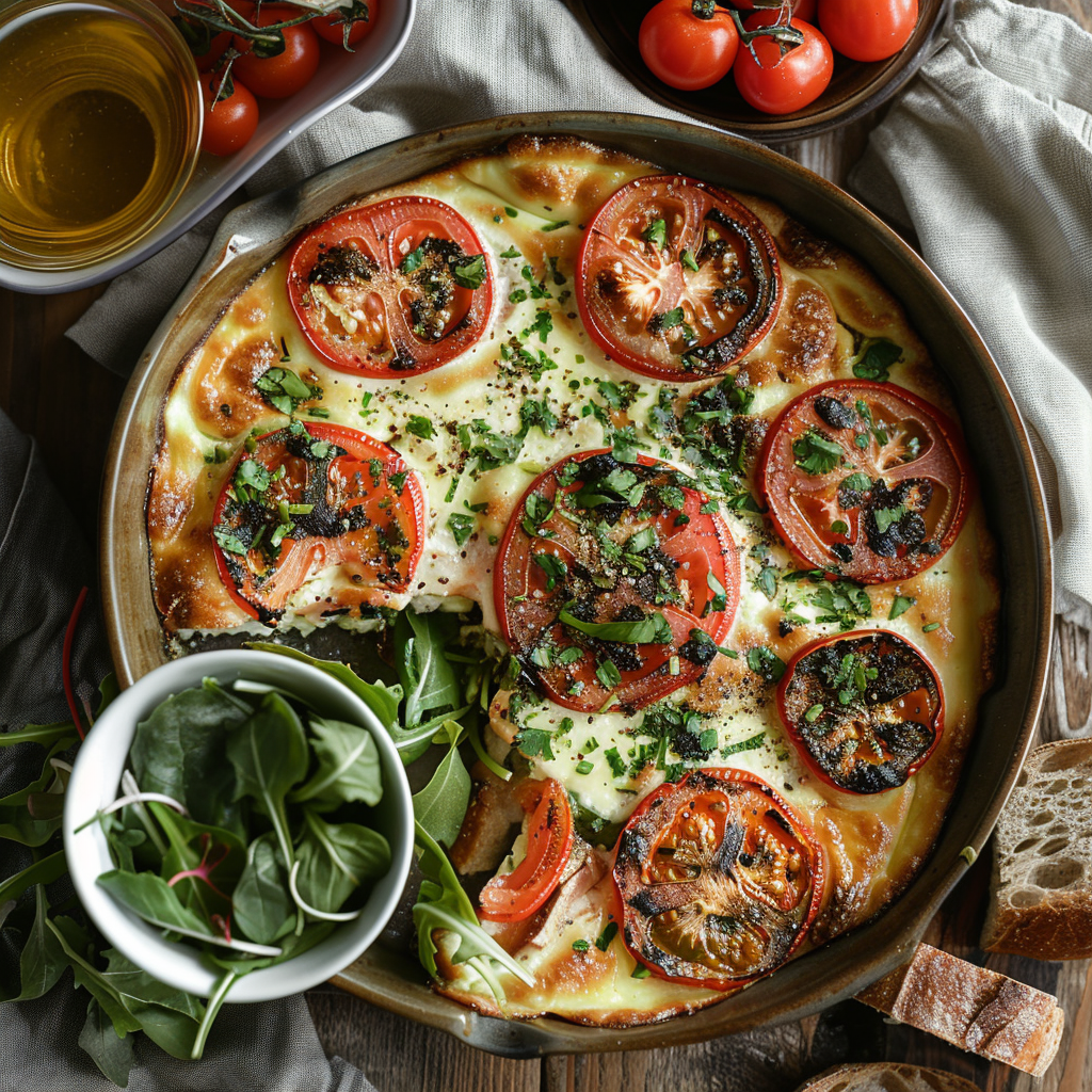 Clafoutis tomates‑mozza