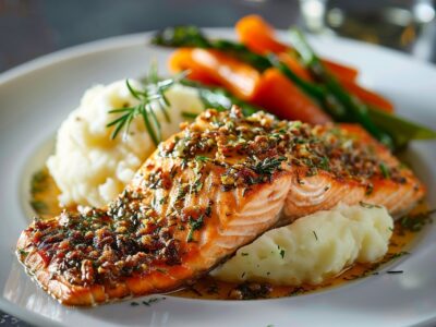 Filet de saumon en croûte d’herbes : recette facile