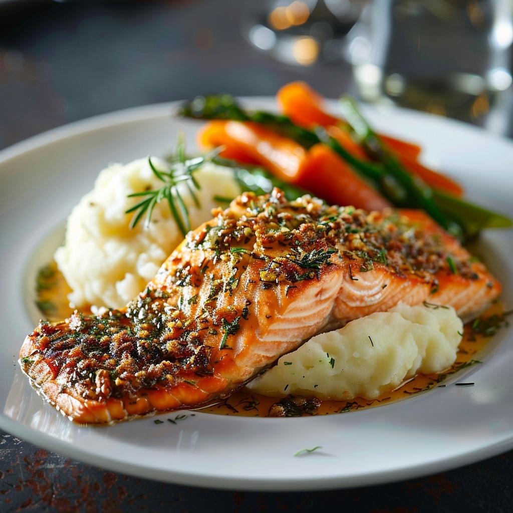 Filet de saumon en croûte d’herbes