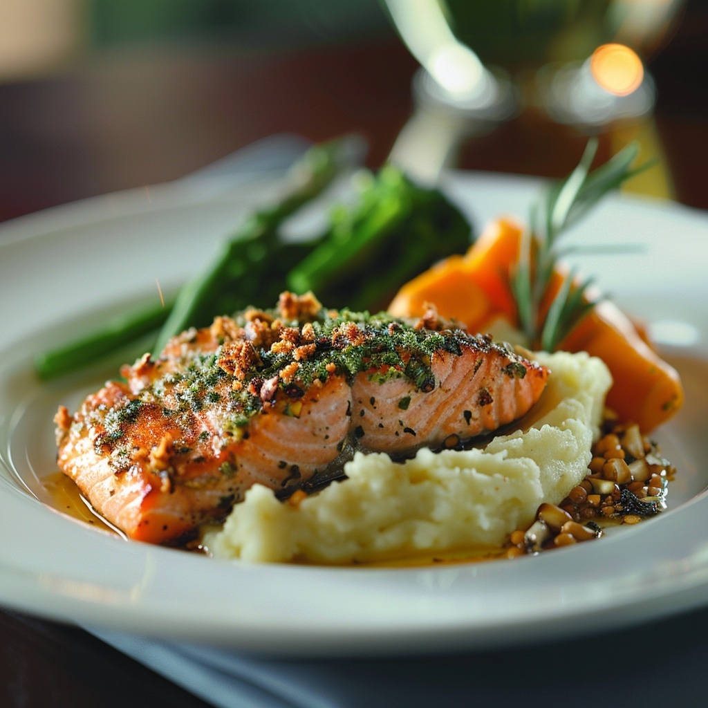 Filet de saumon en croûte d'herbes