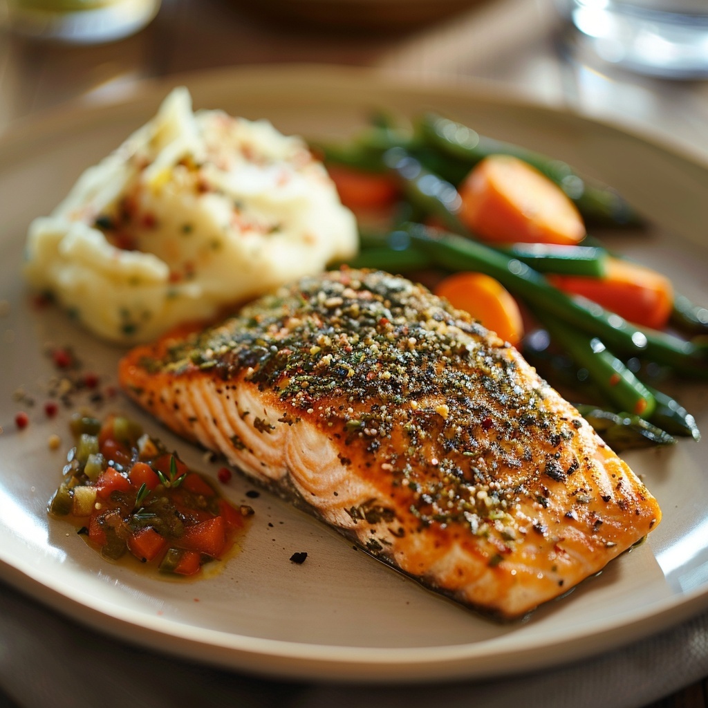 Filet de saumon en croûte d'herbes