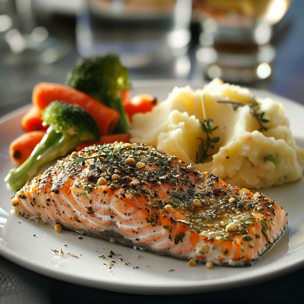 Filet de saumon en croûte d’herbes