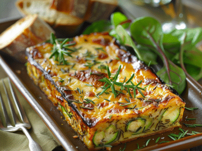 Flan salé courgette-romarin : Recette facile et savoureuse