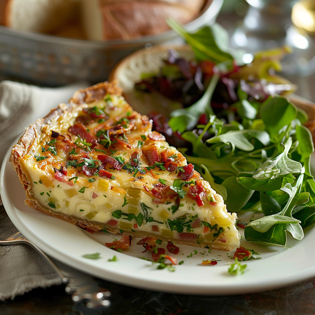 Flan salé poireaux‑bacon