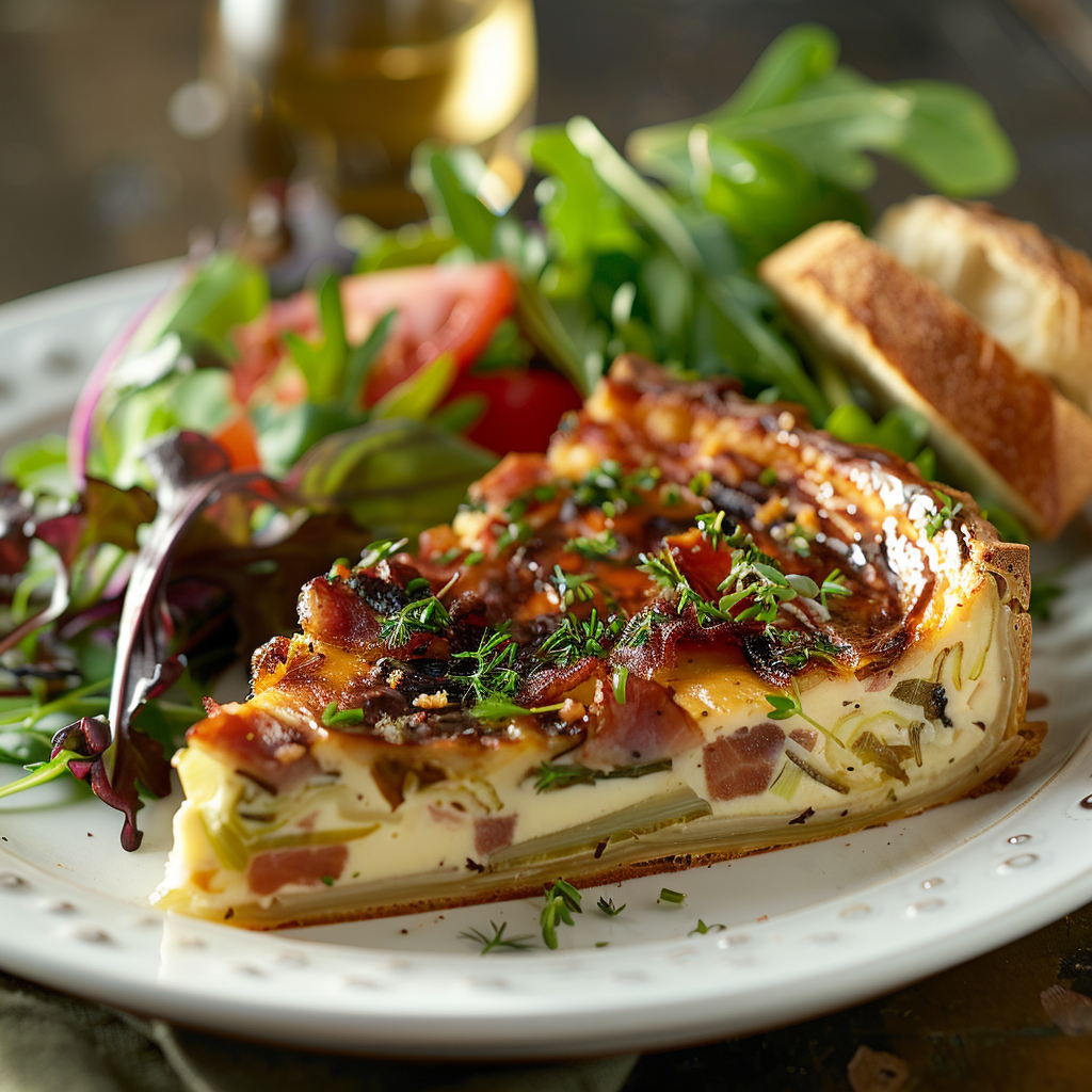 Flan salé poireaux‑bacon