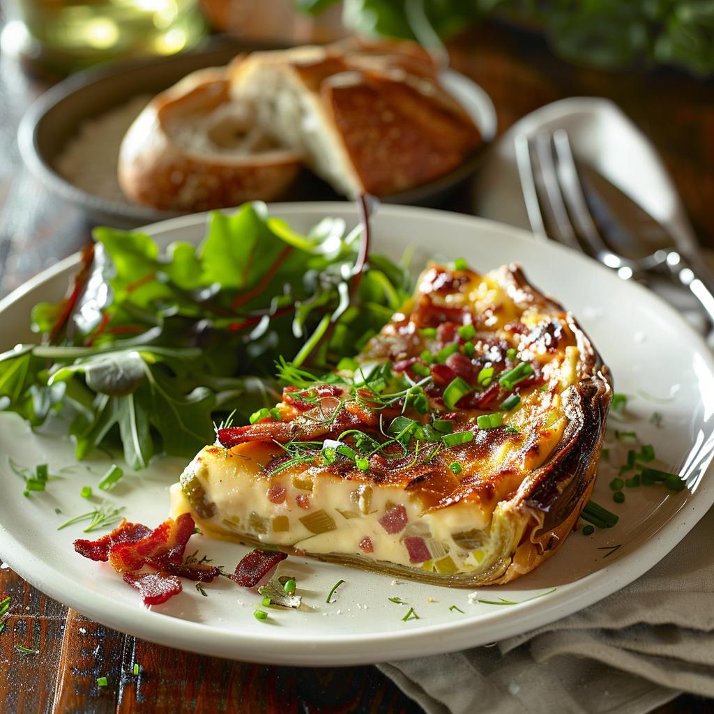 Flan salé poireaux‑bacon