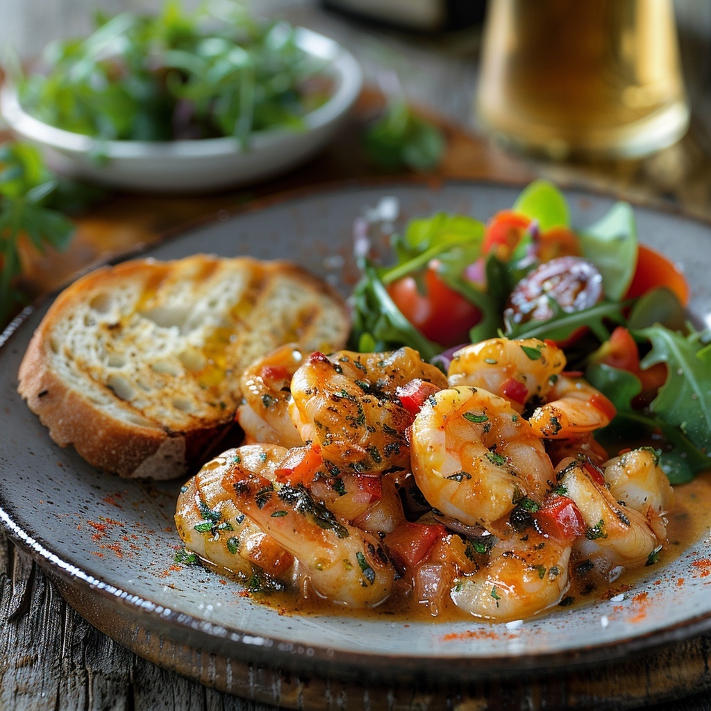 Gambas flambées à l’ail et persil