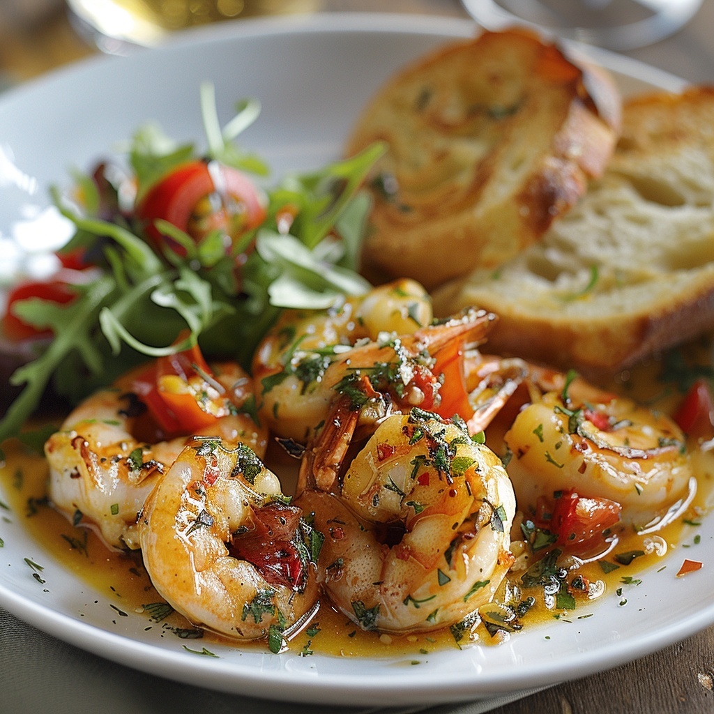 Gambas flambées à l’ail et persil