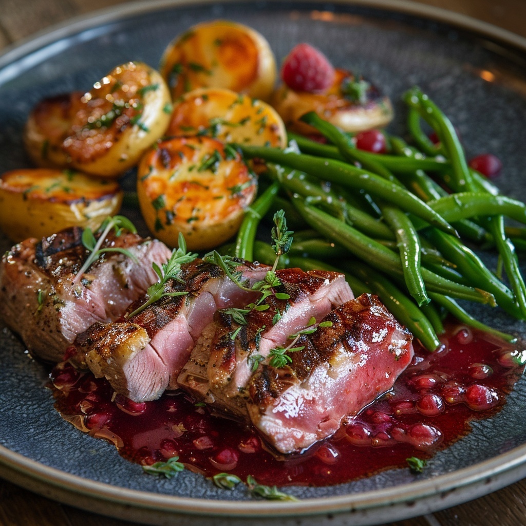 Magret de canard sauce framboise