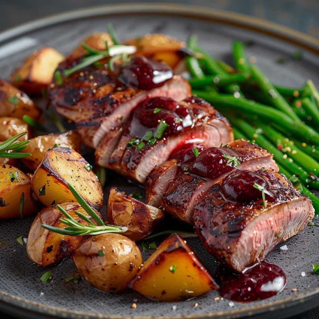 Magret de canard sauce framboise