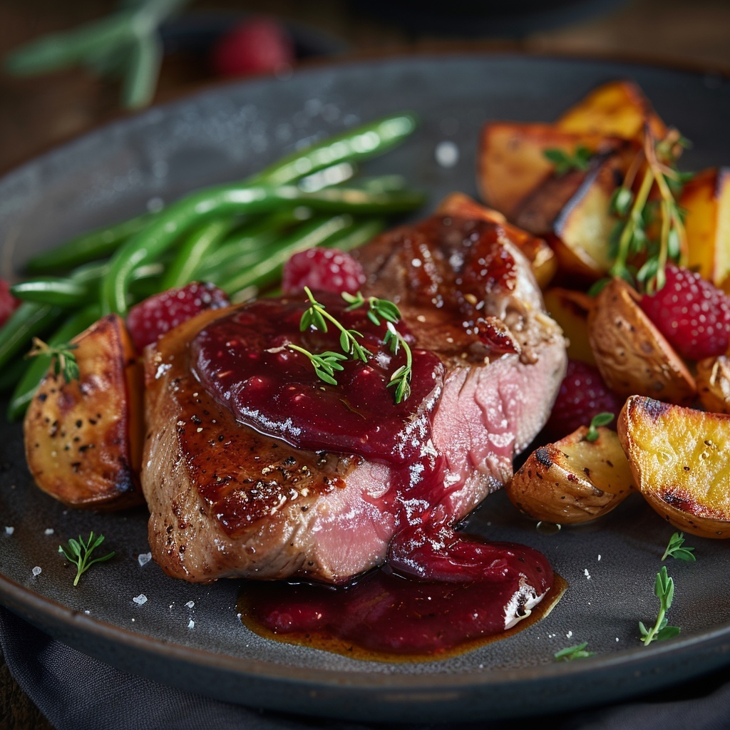 Magret de canard sauce framboise