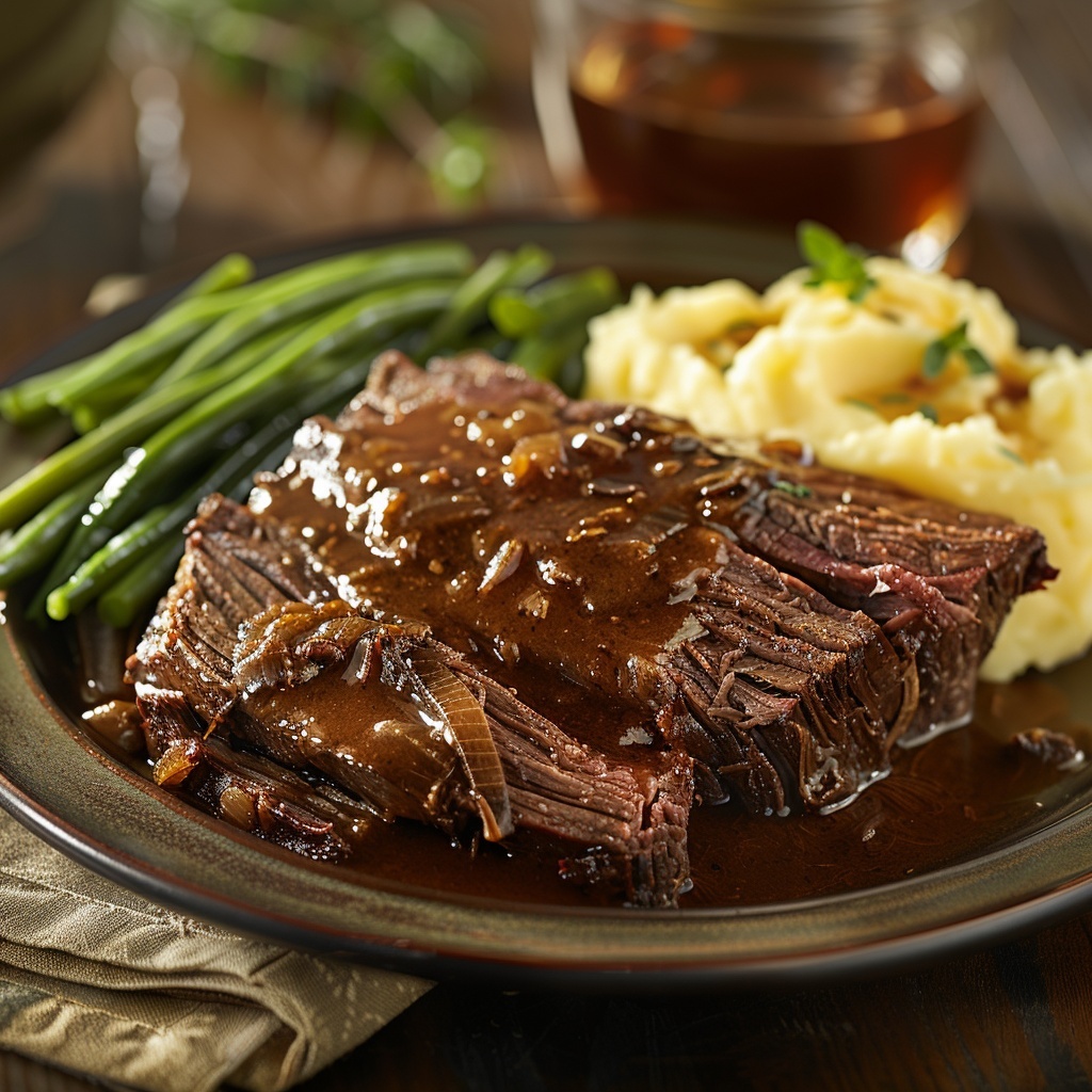 Rôti de bœuf fondant jus réduit