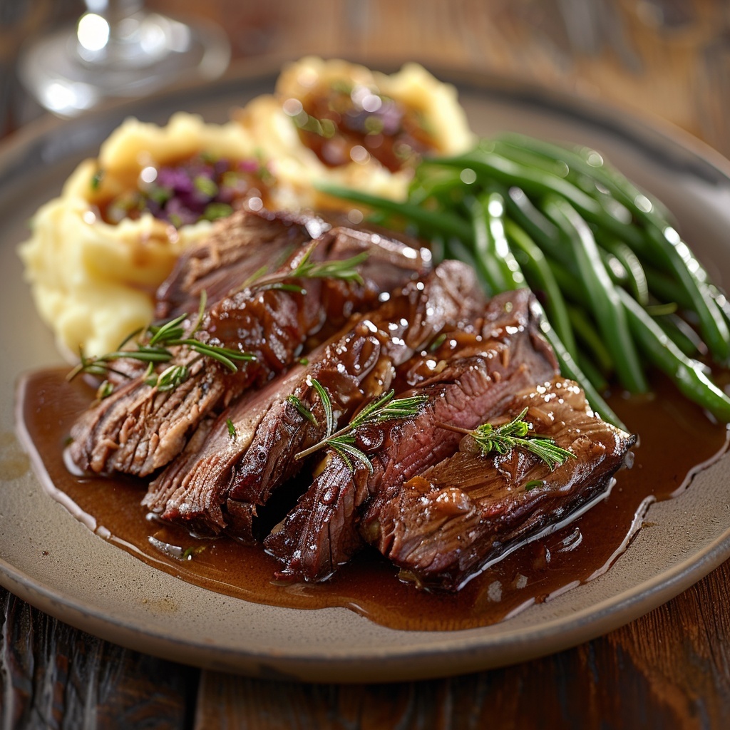 Rôti de bœuf fondant jus réduit