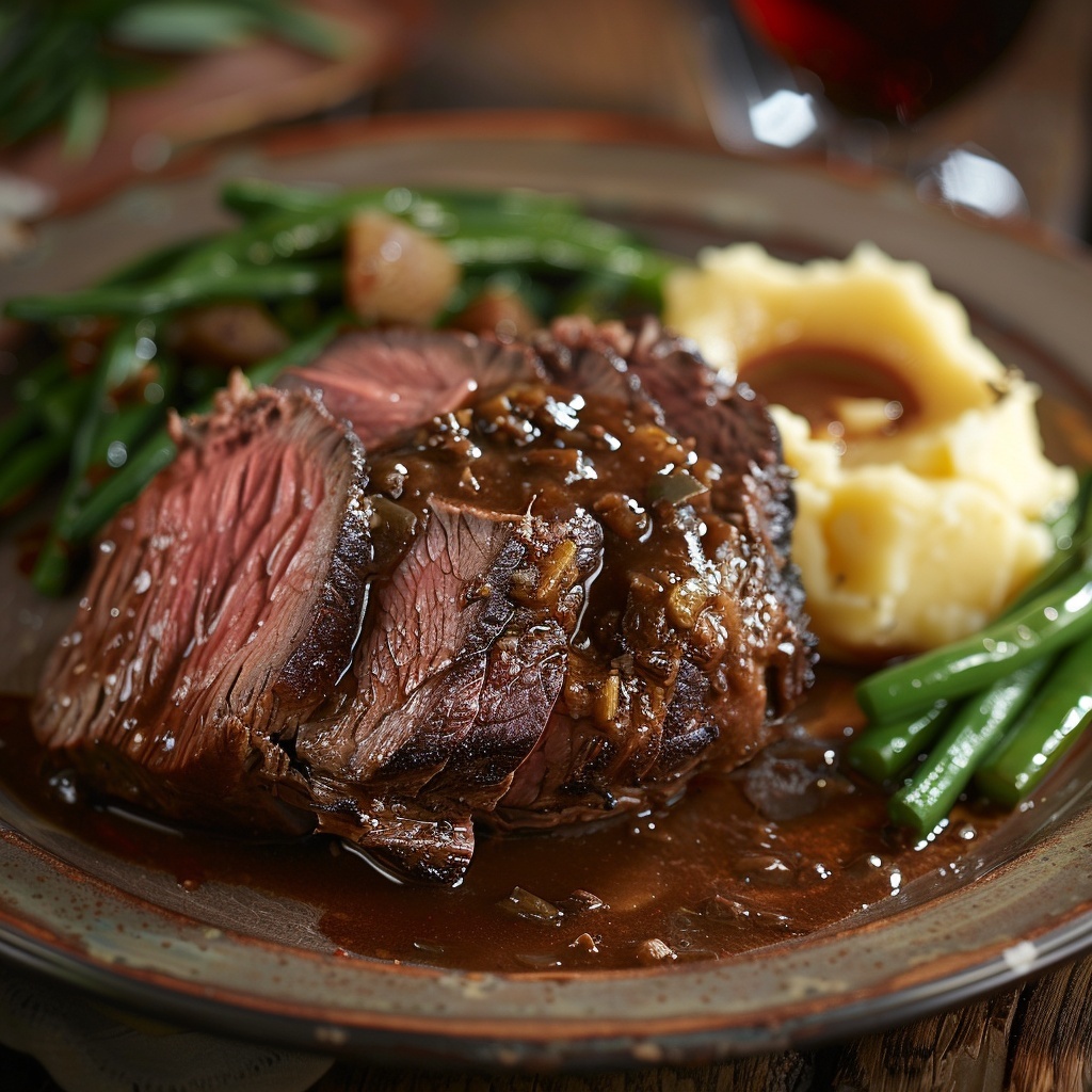 Rôti de bœuf fondant jus réduit