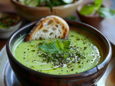 Soupe courgette-menthe fraîche : Recette facile et savoureuse