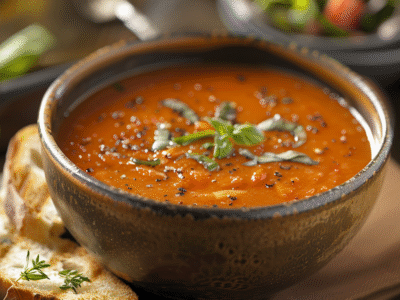 Soupe tomate-basilic rapide et savoureuse