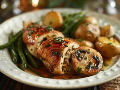 Volailles farcies aux champignons et fines herbes : une recette savoureuse