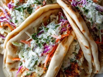 Pitas Poulet Coleslaw Rapide et Savoureux