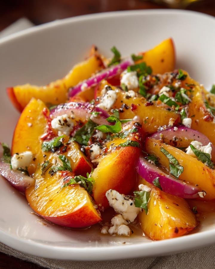 Salade Pêches Gourmande : Recette Facile et Savoureuse 1 Salade Pêches Gourmande