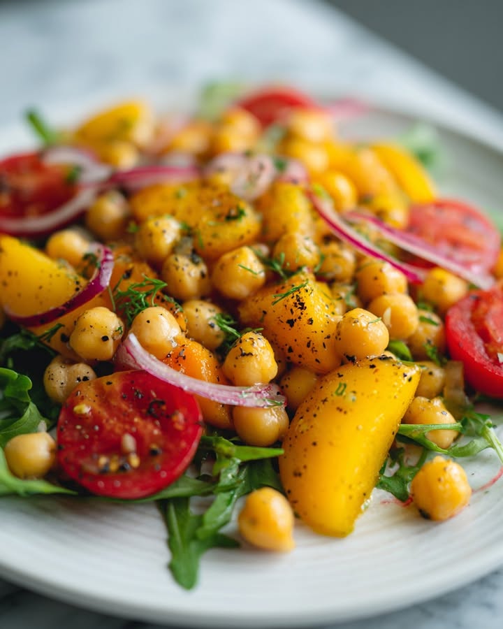 Salade Pêches Pois Chiches