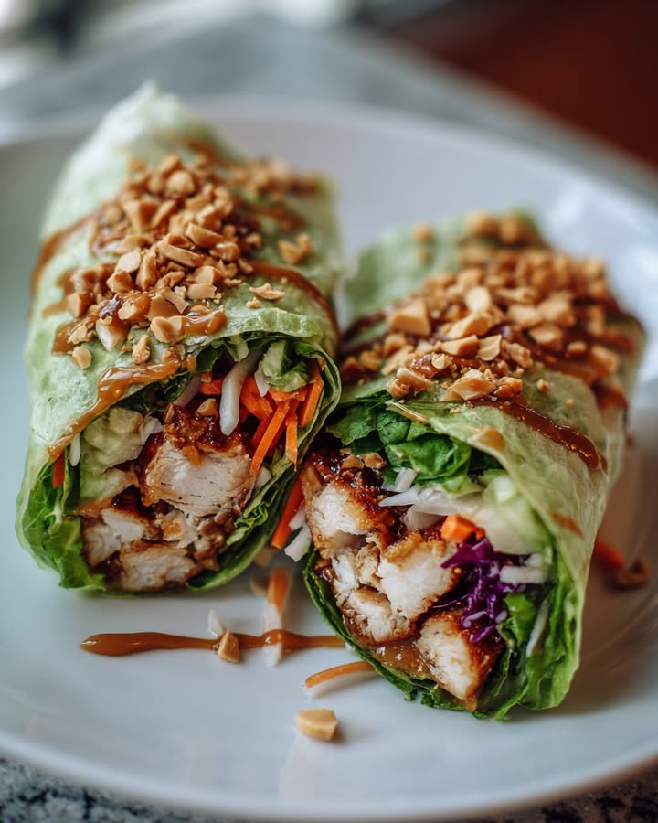 Wraps Thaï Poulet Cacahuète : Recette Facile et Savoureuse 2 Wraps Thaï Poulet Cacahuète