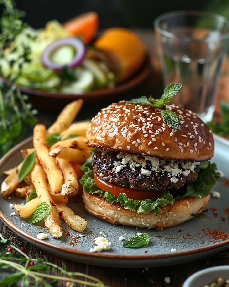 Burger agneau menthe feta
