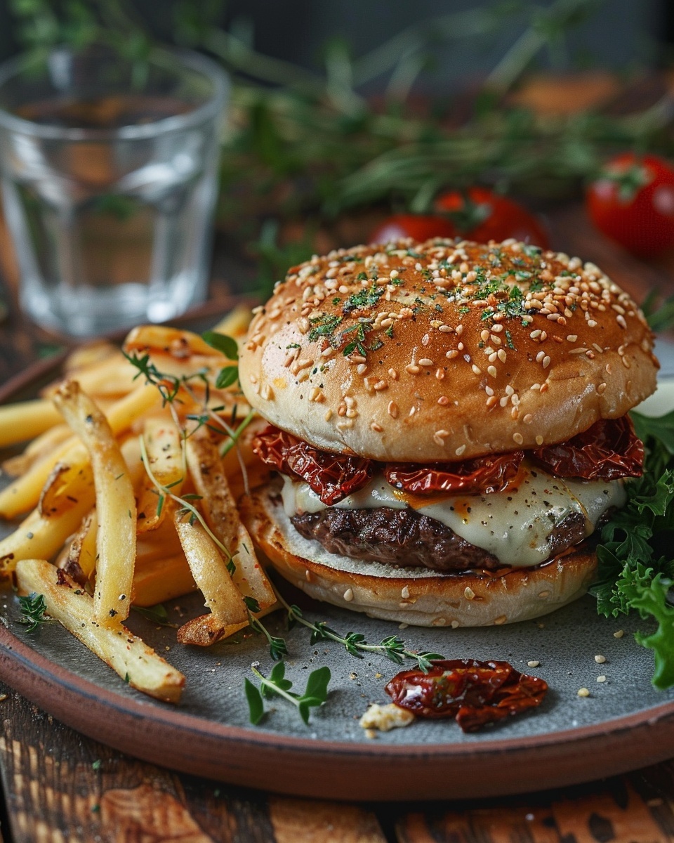 Burger italien mozzarella tomate séchée